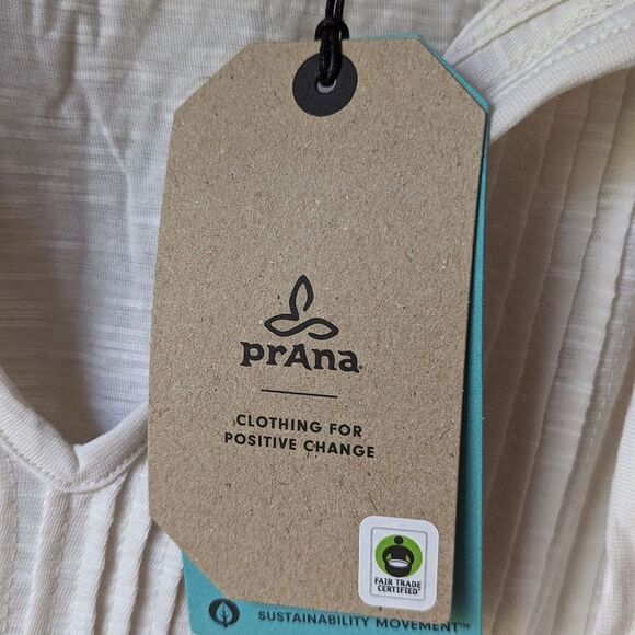 prAna Ocupas Popover Top Small NWT | Soft White Boho Organic Cotton Blouse - Picture 8 of 12